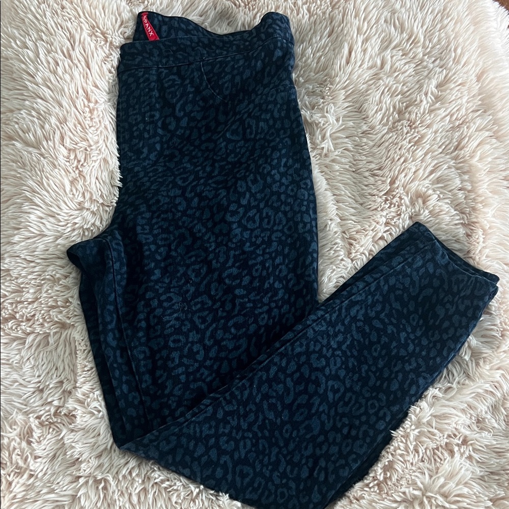 SPANX Blue Leopard Print Jeggings